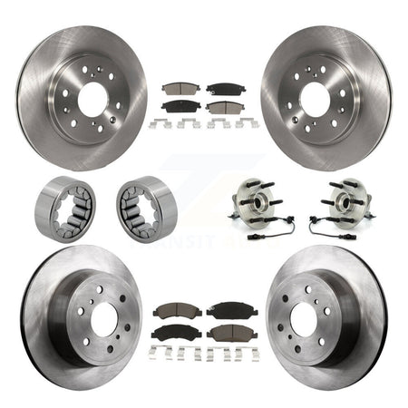 Front Rear Hub Bearing Brake Rotor & Pad Shoe Kit (10Pc) For Chevrolet GMC Sierra 1500 XL KBB-119635