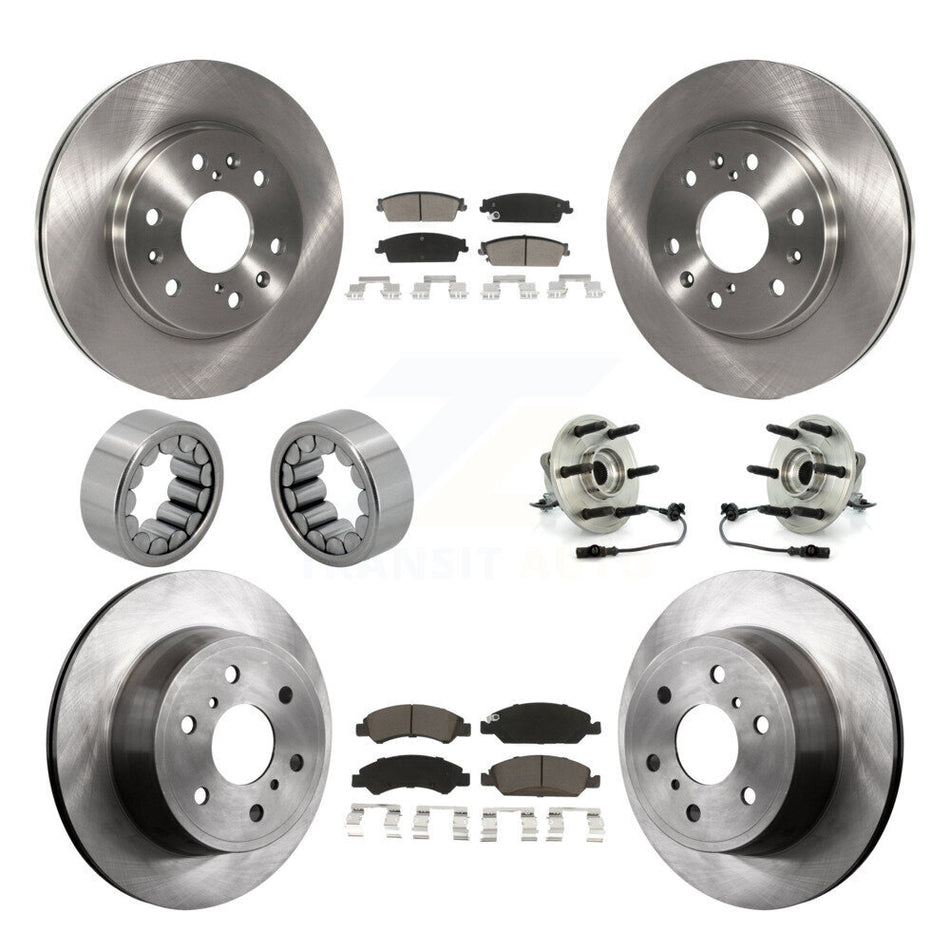 Front Rear Hub Bearing Brake Rotor & Pad Shoe Kit (10Pc) For Chevrolet GMC Sierra 1500 XL KBB-119635
