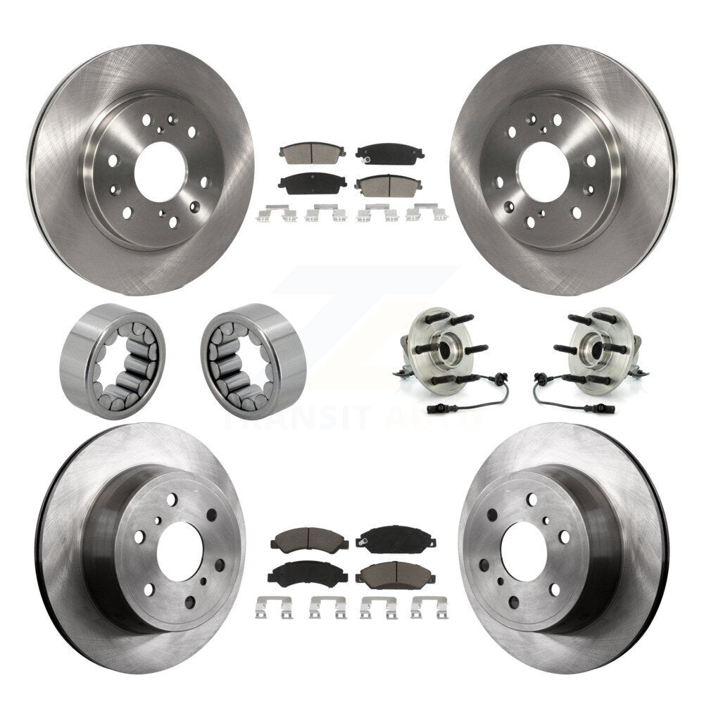 Front Rear Hub Bearing Brake Rotor & Pad Shoe Kit (10Pc) For Chevrolet Avalanche Cadillac KBB-119639