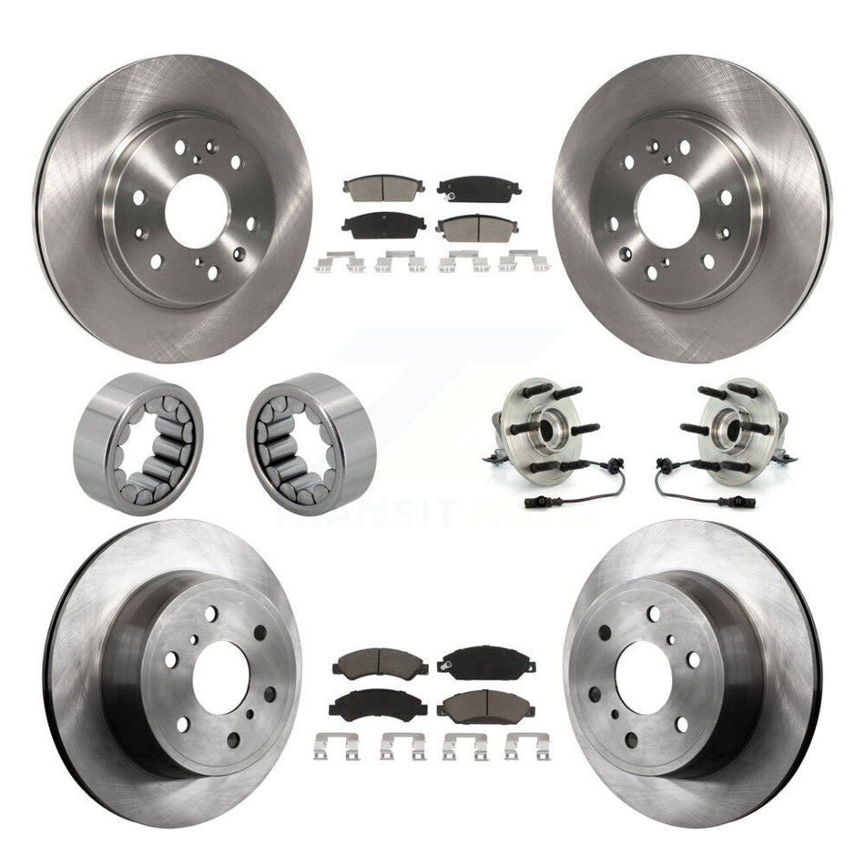 Front Rear Hub Bearing Brake Rotor & Pad Shoe Kit (10Pc) For Chevrolet Avalanche Cadillac KBB-119639