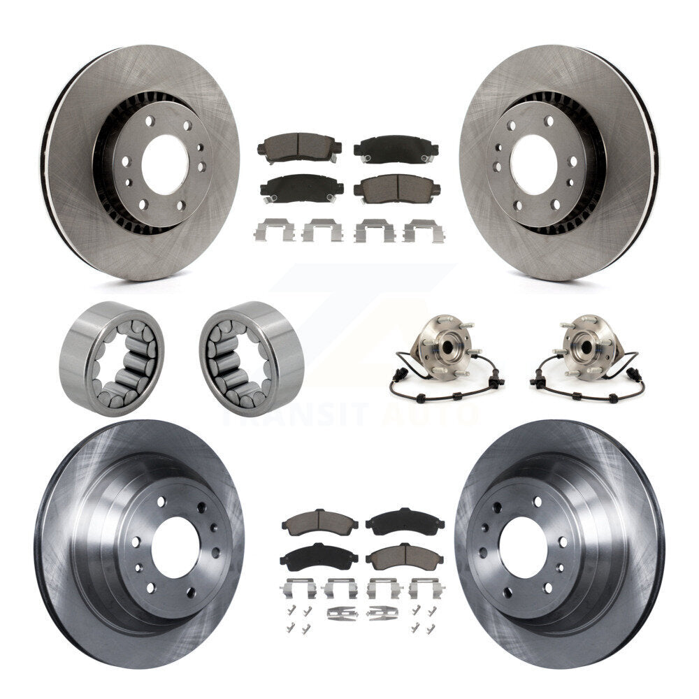 Front Rear Hub Bearing Brake Rotor & Pad Shoe Kit (10Pc) For Chevrolet GMC Trailblazer XL KBB-119667