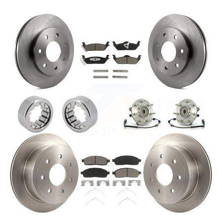 Front Rear Hub Bearing Brake Rotor Pads Shoe Kit (10Pc) For 2006-2008 Lincoln Mark LT 4WD KBB-119676
