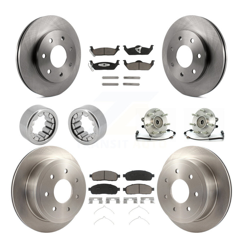 Front Rear Hub Bearing Brake Rotor Pads Shoe Kit (10Pc) For 2006-2008 Lincoln Mark LT 4WD KBB-119676