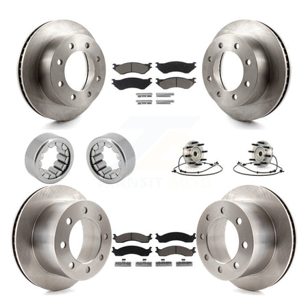 Front Rear Wheel Hub Bearing Disc Brake Rotor And Pads Shoe Kit (10Pc) For Dodge Ram 2500 KBB-119679