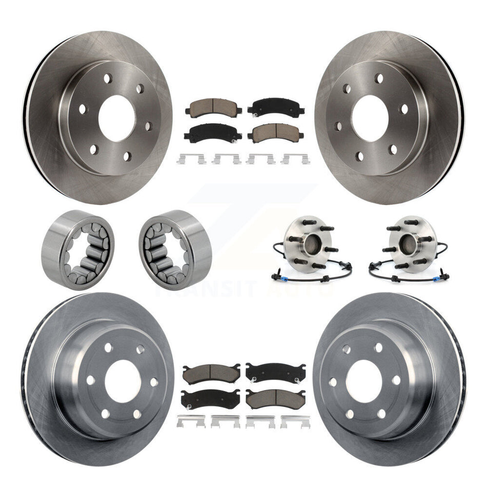 Front Rear Hub Bearing Brake Rotor & Pad Shoe Kit (10Pc) For Chevrolet Avalanche 1500 GMC KBB-119685