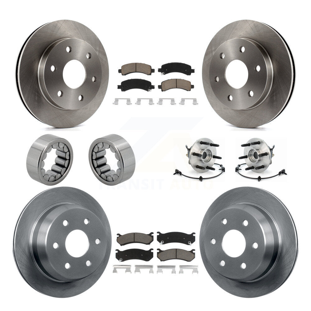 Front Rear Hub Bearing Brake Rotor & Pad Shoe Kit (10Pc) For Chevrolet Avalanche 1500 4WD KBB-119691