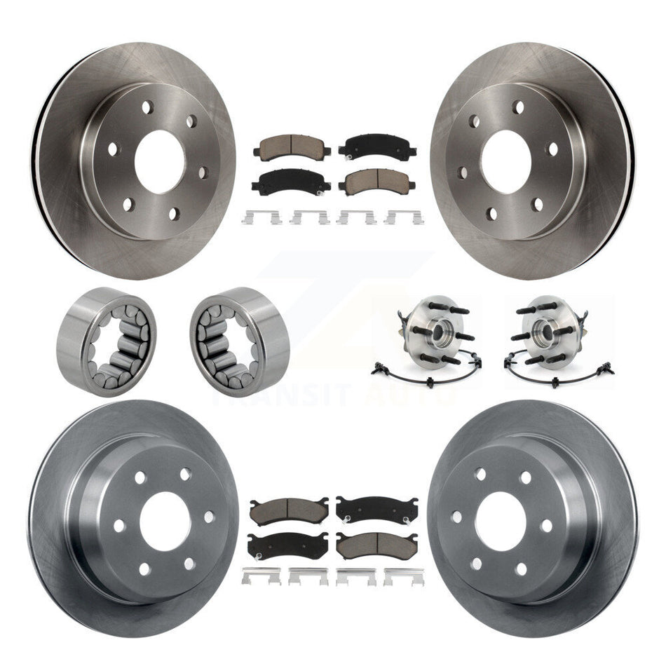 Front Rear Hub Bearing Brake Rotor & Pad Shoe Kit (10Pc) For Chevrolet Avalanche 1500 4WD KBB-119691