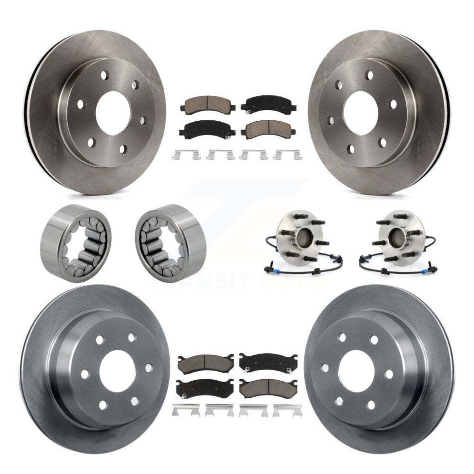 Front Rear Hub Bearing Brake Rotor & Pad Shoe Kit (10Pc) For Chevrolet Avalanche 1500 RWD KBB-119692