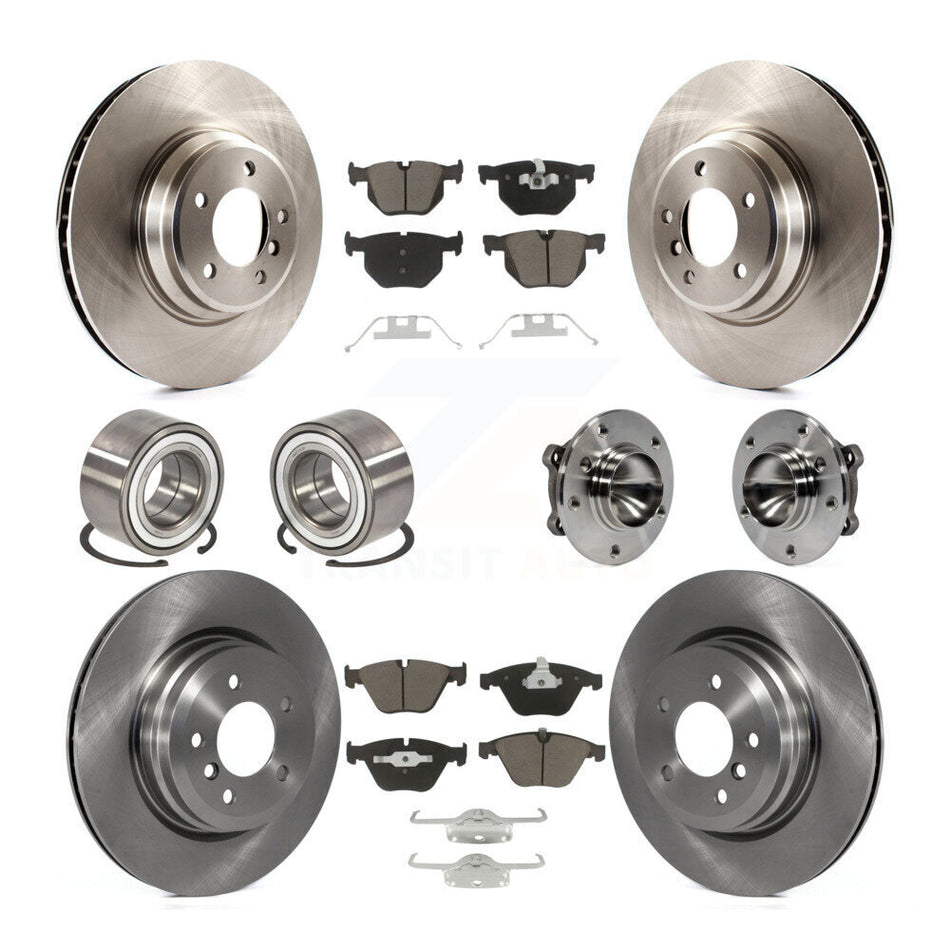 Front Rear Wheel Hub Bearings Assembly Disc Brake Rotors And Ceramic Pads Shoes Kit (10Pc) For BMW 335i 335d 335is KBB-119711