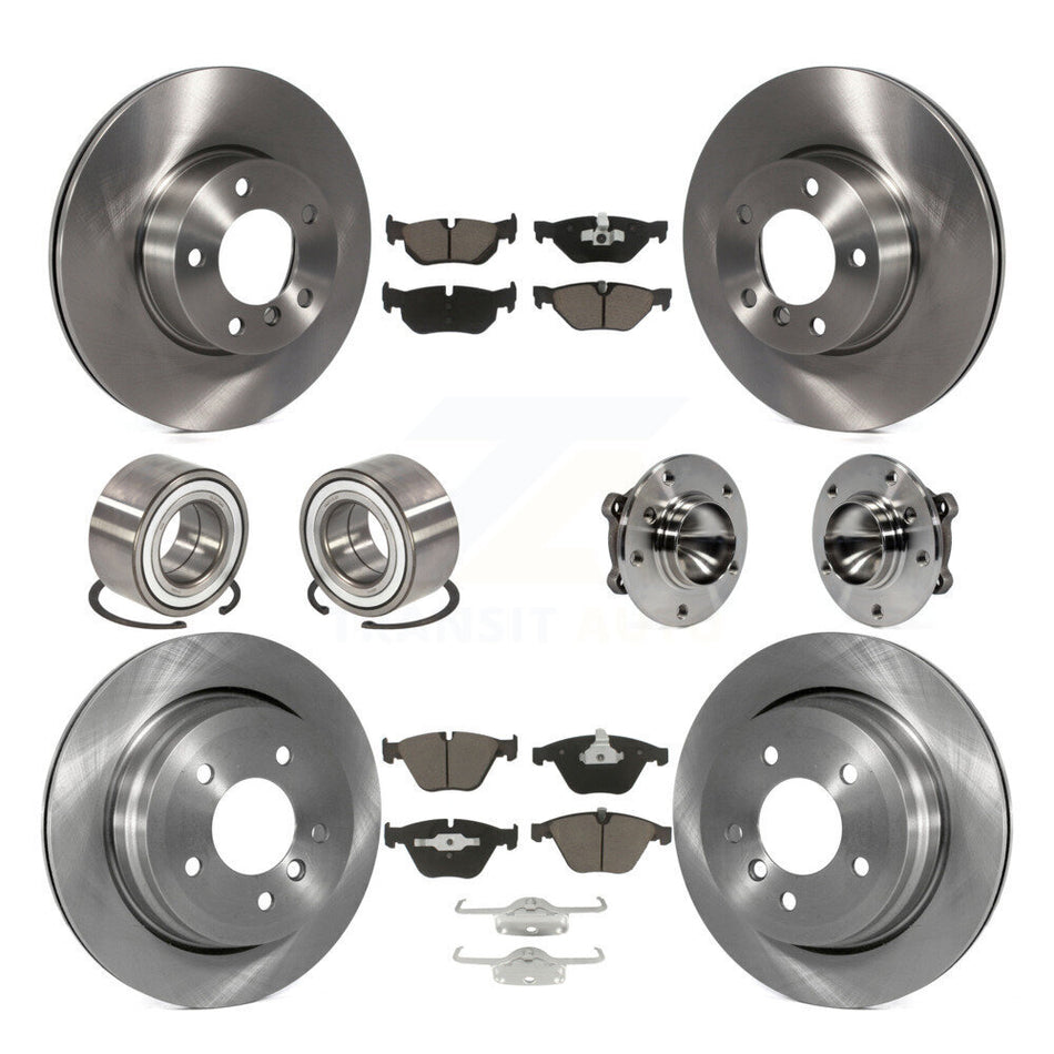 Front Rear Wheel Hub Bearings Assembly Disc Brake Rotors And Ceramic Pads Shoes Kit (10Pc) For BMW 328i KBB-119715