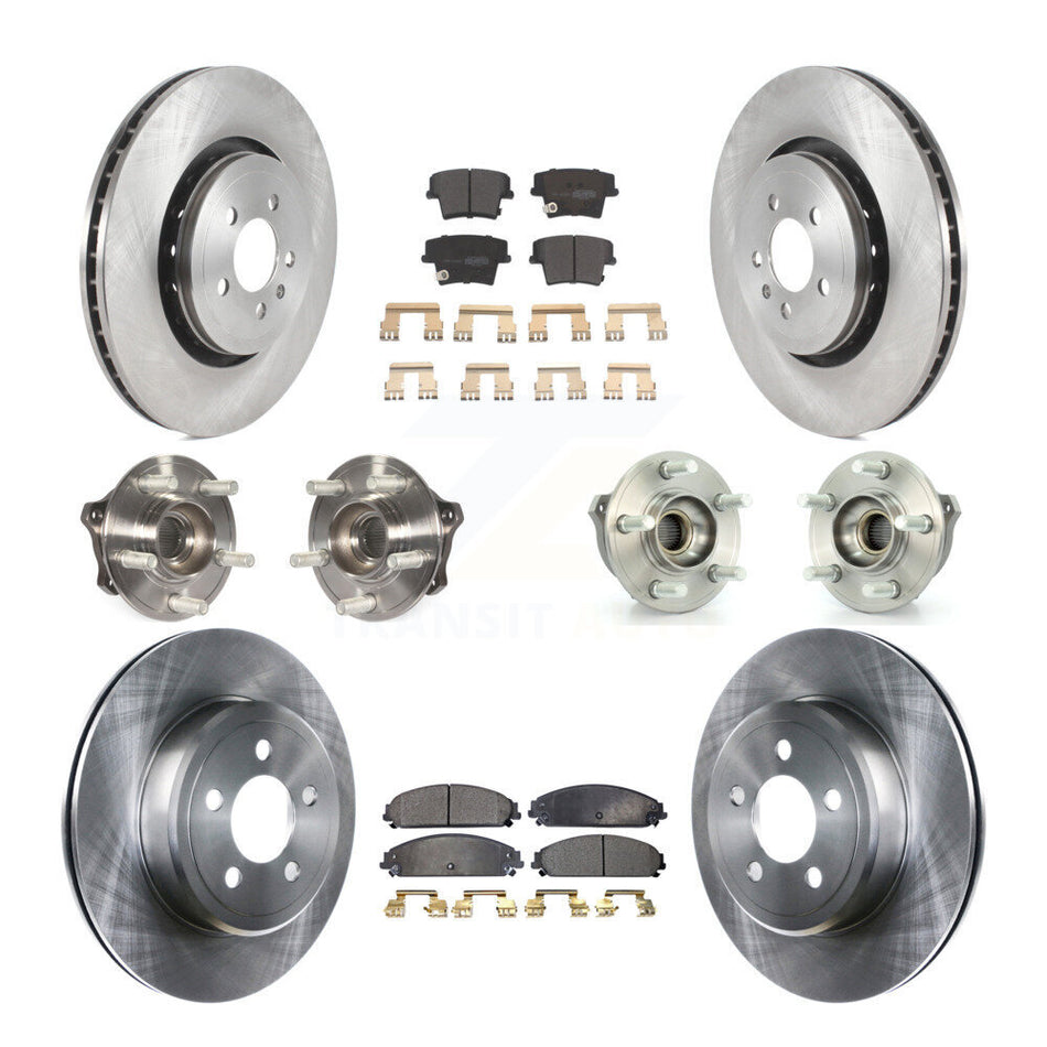 Front Rear Hub Bearings Assembly Disc Brake Rotors And Semi-Metallic Pads Kit (10Pc) For 2015-2018 Dodge Charger AWD with 3.6L With 355mm Diameter Rotor KBB-119753