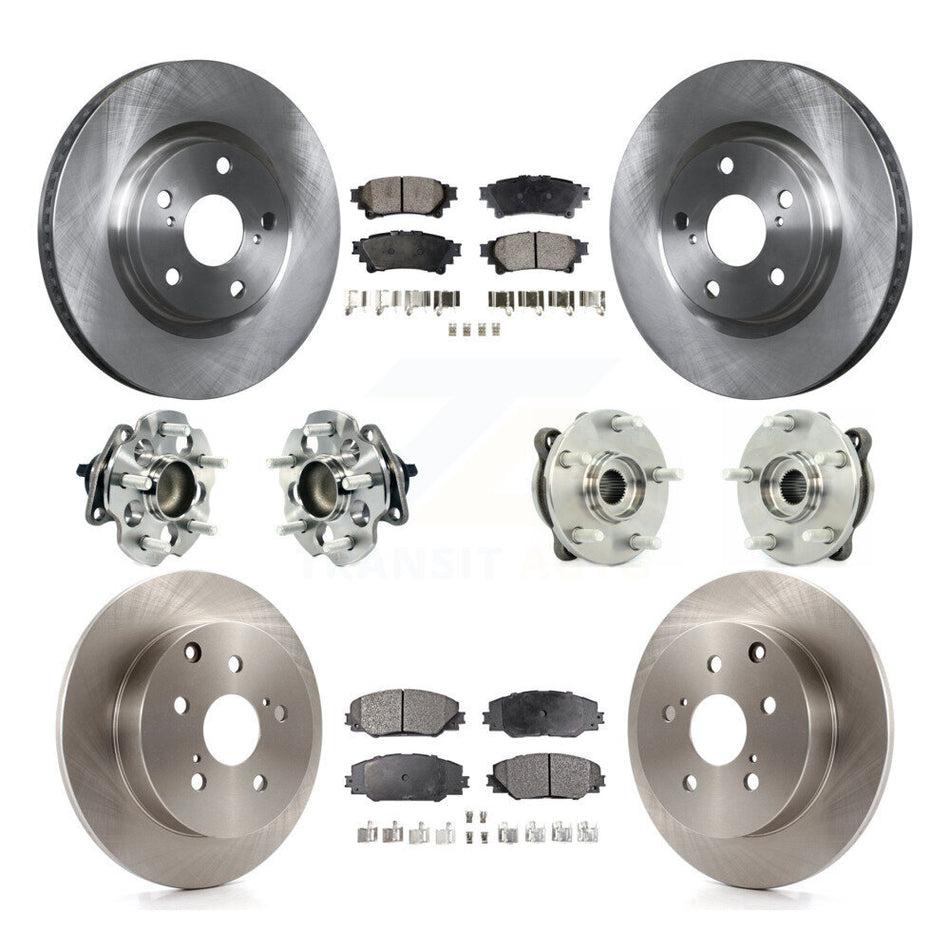 Front Rear Hub Bearings Assembly Disc Brake Rotors And Semi-Metallic Pads Kit (10Pc) For 2016-2019 Toyota Mirai KBB-119760