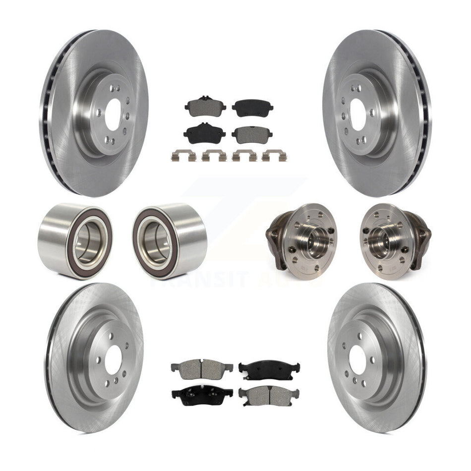 Front Rear Wheel Hub Bearings Assembly Disc Brake Rotors And Semi-Metallic Pads Shoes Kit (10Pc) For Mercedes-Benz GL450 GL350 Without Sport Package KBB-119788