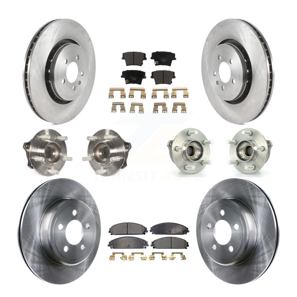 Front Rear Hub Bearings Assembly Disc Brake Rotors And Ceramic Pads Kit (10Pc) For 2015-2018 Dodge Charger AWD with 3.6L With 355mm Diameter Rotor KBB-119797