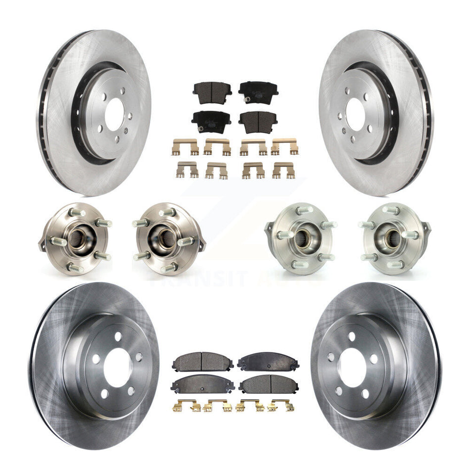 Front Rear Hub Bearings Assembly Disc Brake Rotors And Ceramic Pads Kit (10Pc) For 2014 Dodge Charger AWD with 3.6L With 355mm Diameter Rotor KBB-119798