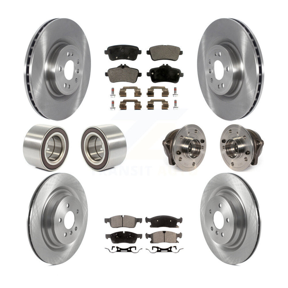 Front Rear Wheel Hub Bearings Assembly Disc Brake Rotors And Ceramic Pads Shoes Kit (10Pc) For Mercedes-Benz GL450 GL350 Without Sport Package KBB-119820