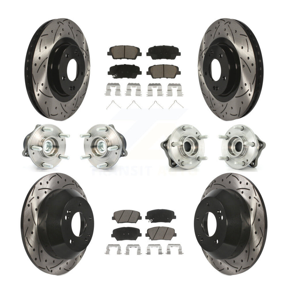 Front Rear Hub Bearing Coated Brake Rotor & Pads Kit (10Pc) For 2014-2015 Kia Sorento FWD KBB-119823