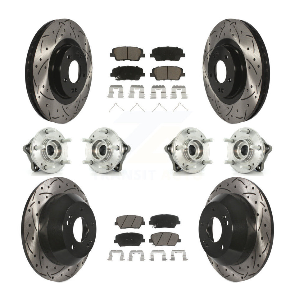 Front Rear Hub Bearing Coated Brake Rotor & Pads Kit (10Pc) For 2014-2015 Kia Sorento AWD KBB-119824