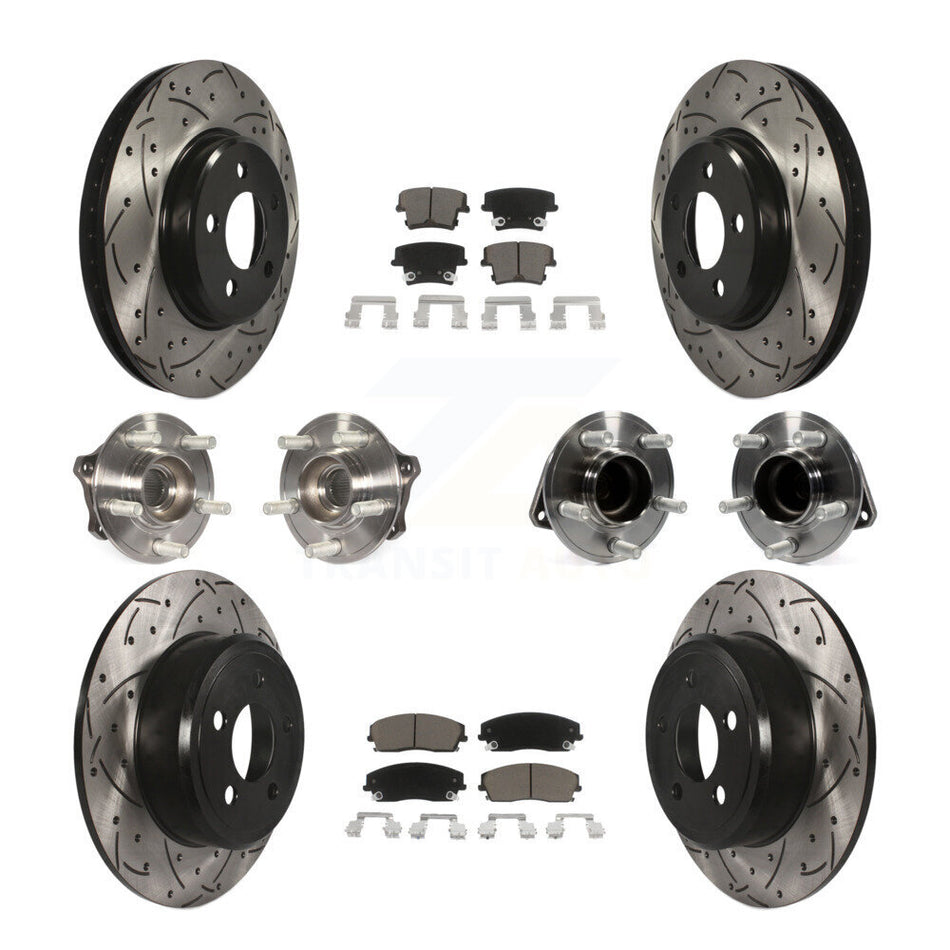 Front Rear Hub Bearings Assembly Coated Disc Brake Rotors And Ceramic Pads Kit (10Pc) For Dodge Charger Chrysler 300 Challenger KBB-119846