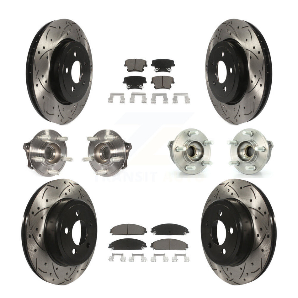 Front Rear Hub Bearings Assembly Coated Disc Brake Rotors And Ceramic Pads Kit (10Pc) For Dodge Charger Chrysler 300 Challenger KBB-119847