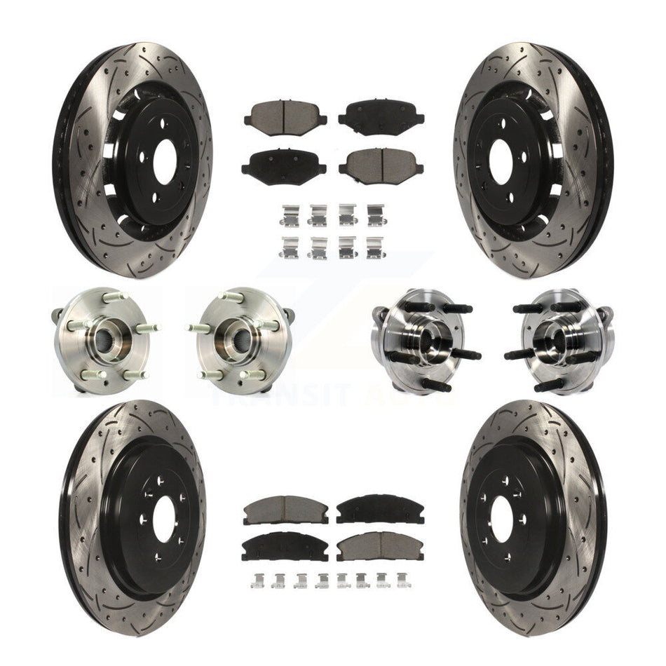 Front Rear Hub Bearings Assembly Coated Disc Brake Rotors And Ceramic Pads Kit (10Pc) For Ford Taurus Police Interceptor Sedan Special Service KBB-119861