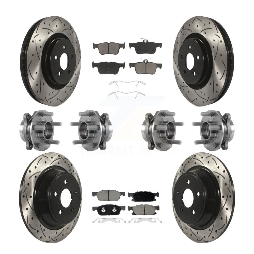 Front Rear Hub Bearing Coated Disc Brake Rotor Pad Kit (10Pc) For Lincoln Continental AWD KBB-119872