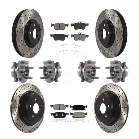 Front Rear Hub Bearing Coated Disc Brake Rotor Pad Kit (10Pc) For Lincoln Continental AWD KBB-119874