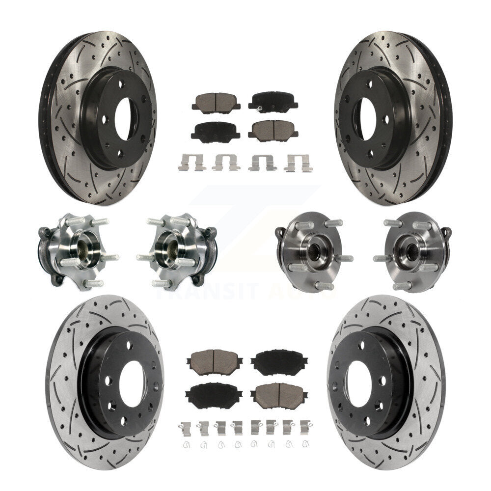 Front Rear Hub Bearings Coated Disc Brake Rotors And Pads Kit (10Pc) For Mazda 3 Sport KBB-119881