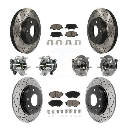 Front Rear Hub Bearings Coated Disc Brake Rotors And Pads Kit (10Pc) For Mazda 3 Sport KBB-119881