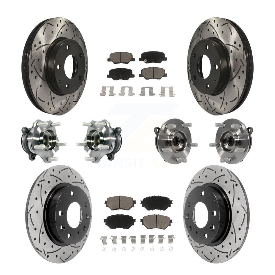 Front Rear Hub Bearings Coated Disc Brake Rotors And Pads Kit (10Pc) For Mazda 3 Sport KBB-119881