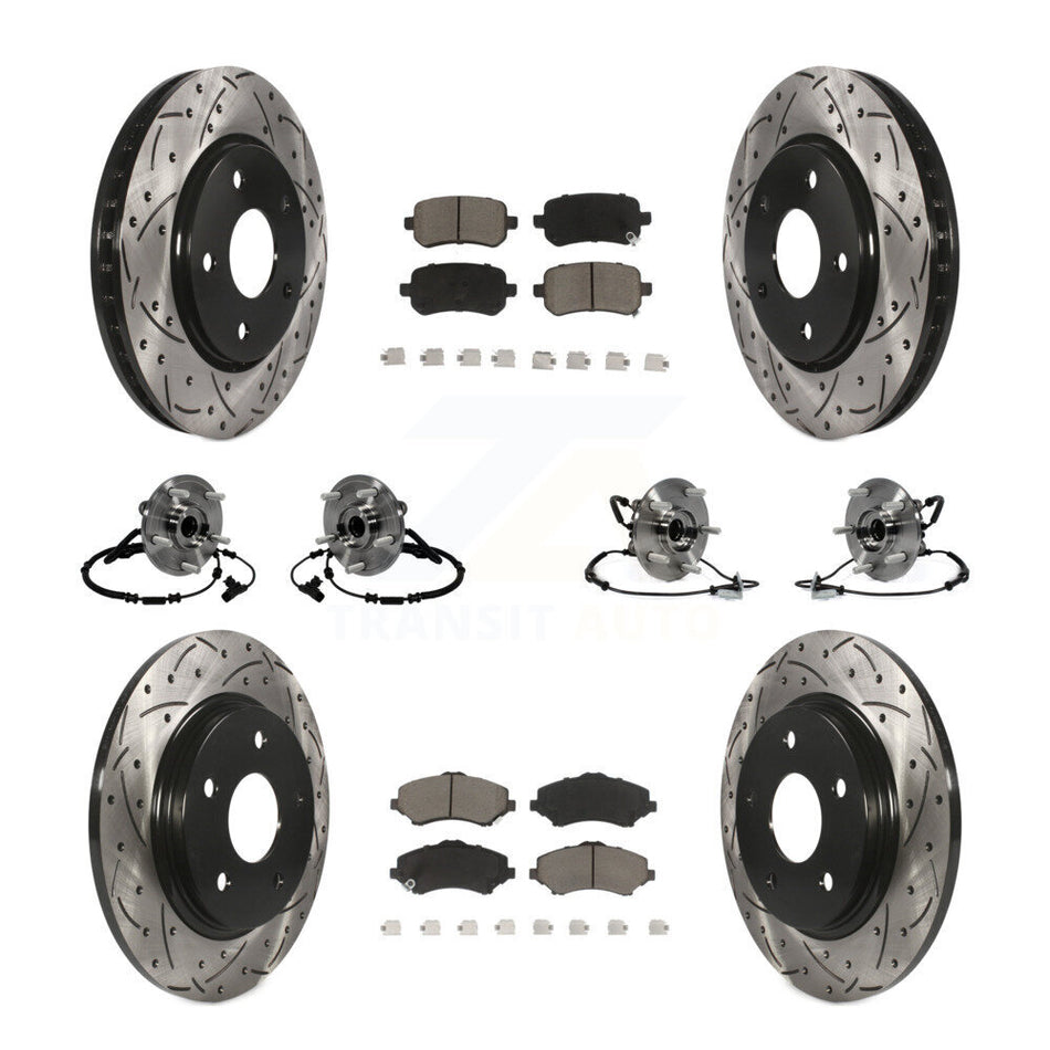 Front Rear Hub Bearing Coated Disc Brake Rotor & Pad Kit (10Pc) For 2012-2012 Dodge Grand Caravan Chrysler Town Country Ram C/V With Single Piston Caliper To 03/23/12 KBB-119883