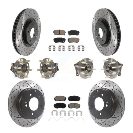 Front Rear Hub Bearing Coated Disc Brake Rotor And Ceramic Pads Kit (10Pc) For Kia Optima KBB-119892