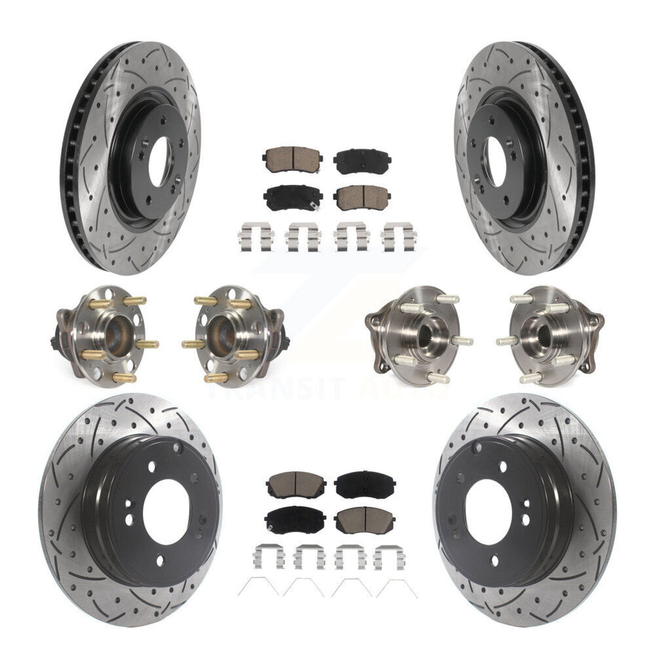 Front Rear Hub Bearing Coated Disc Brake Rotor And Ceramic Pads Kit (10Pc) For Kia Optima KBB-119892