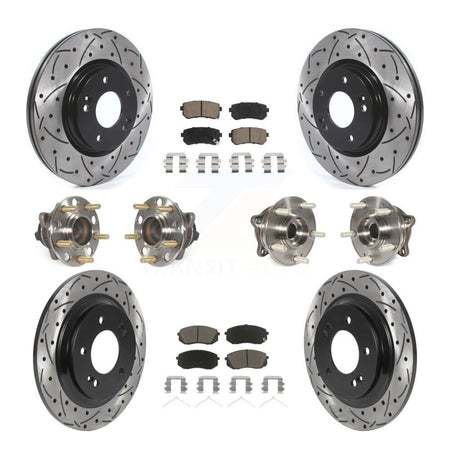 Front Rear Hub Bearing Coated Disc Brake Rotor And Ceramic Pads Kit (10Pc) For Kia Optima KBB-119893