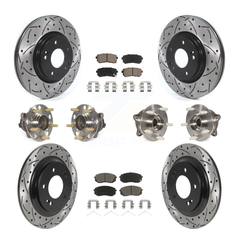 Front Rear Hub Bearing Coated Disc Brake Rotor And Ceramic Pads Kit (10Pc) For Kia Optima KBB-119893