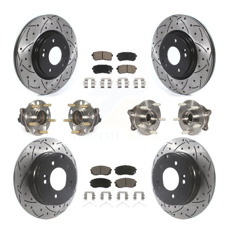 Front Rear Hub Bearing Coated Disc Brake Rotor And Ceramic Pads Kit (10Pc) For Kia Optima KBB-119894