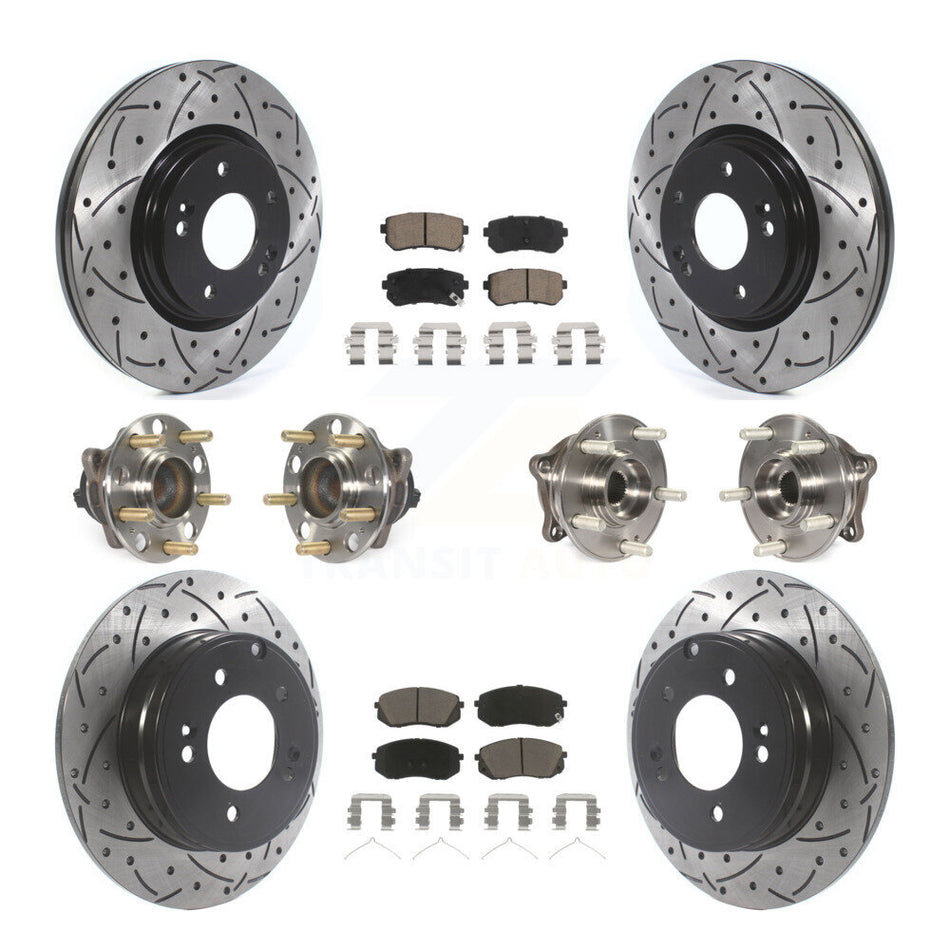 Front Rear Hub Bearing Coated Disc Brake Rotor And Ceramic Pads Kit (10Pc) For Kia Optima KBB-119894