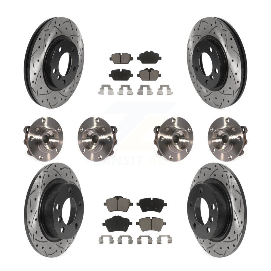 Front Rear Hub Bearings Assembly Coated Disc Brake Rotors And Ceramic Pads Kit (10Pc) For Mini Cooper Countryman Paceman KBB-119899