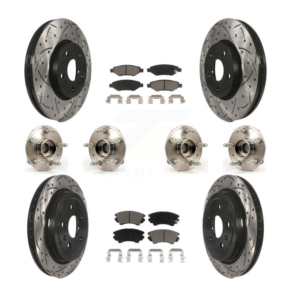 Front Rear Hub Bearings Assembly Coated Disc Brake Rotors And Ceramic Pads Kit (10Pc) For Chevrolet Camaro KBB-119905
