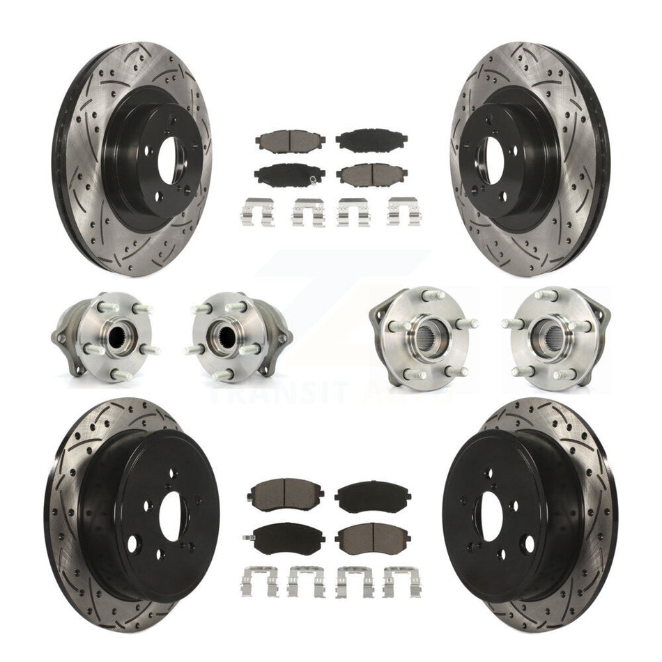 Front Rear Hub Bearings Assembly Coated Disc Brake Rotors And Ceramic Pads Kit (10Pc) For Subaru Outback Forester Impreza Legacy KBB-119919