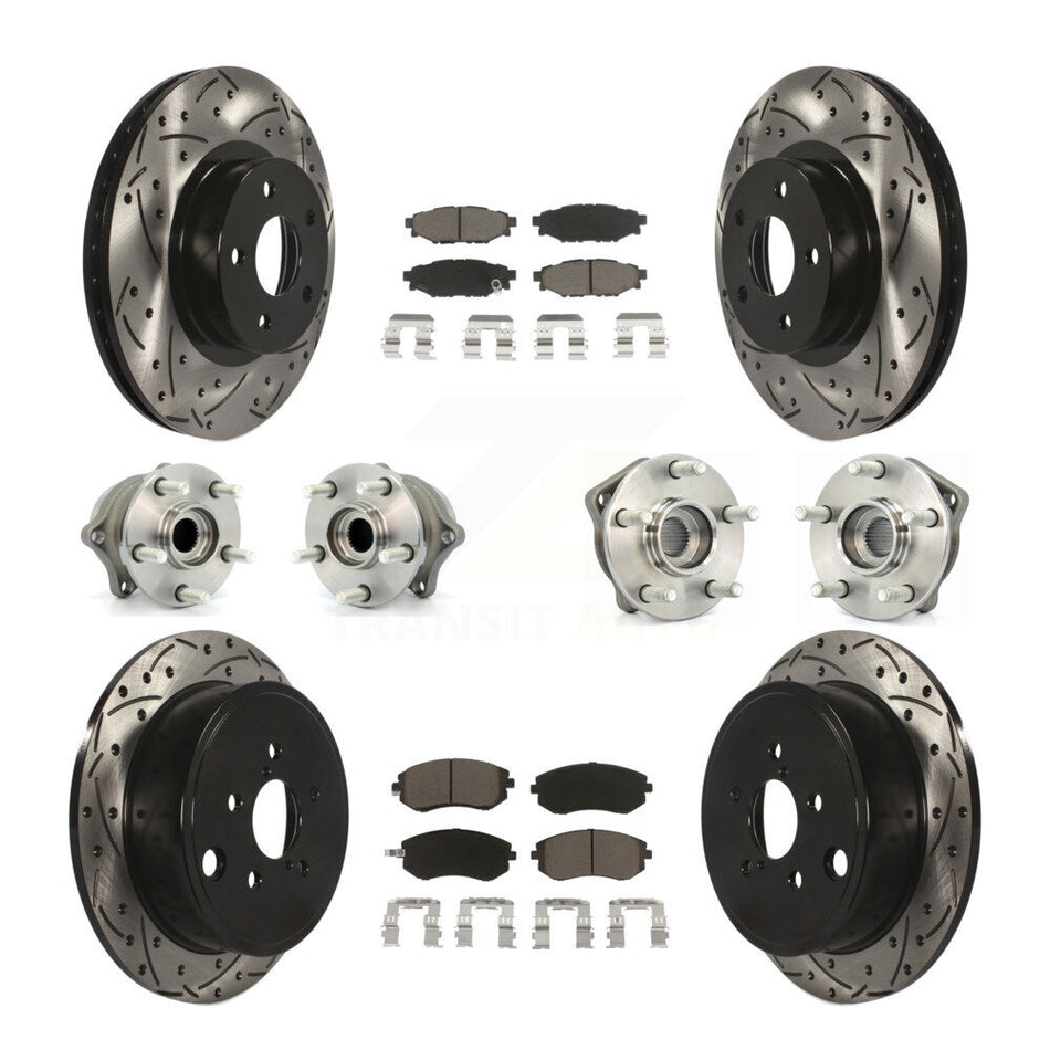 Front Rear Hub Bearings Assembly Coated Disc Brake Rotors And Ceramic Pads Kit (10Pc) For Subaru Impreza KBB-119920