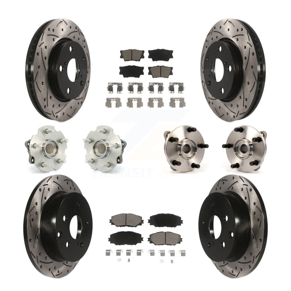 Front Rear Hub Bearings Assembly Coated Disc Brake Rotors And Ceramic Pads Kit (10Pc) For Toyota RAV4 Lexus HS250h KBB-119925
