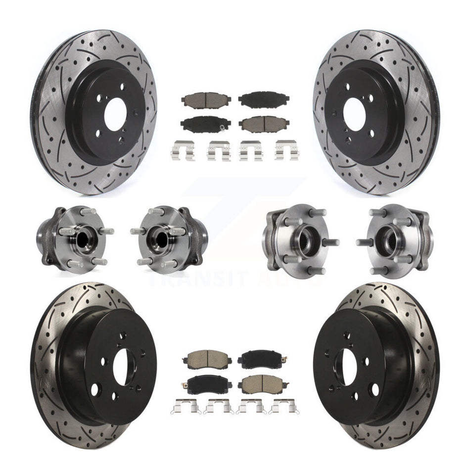 Front Rear Hub Bearings Assembly Coated Disc Brake Rotors And Ceramic Pads Kit (10Pc) For Subaru Crosstrek Impreza KBB-119934