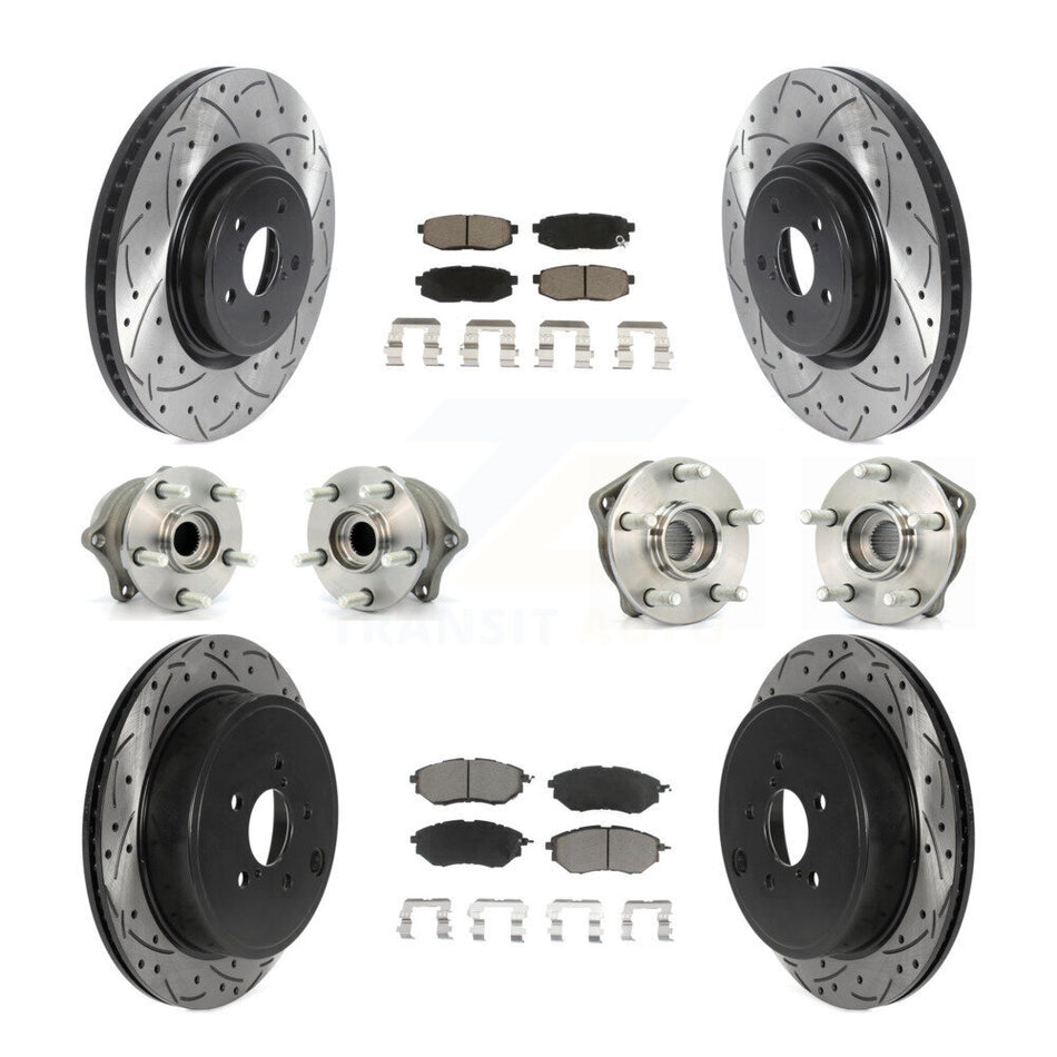 Front Rear Hub Bearings Assembly Coated Disc Brake Rotors And Ceramic Pads Kit (10Pc) For Subaru Outback Legacy KBB-119937