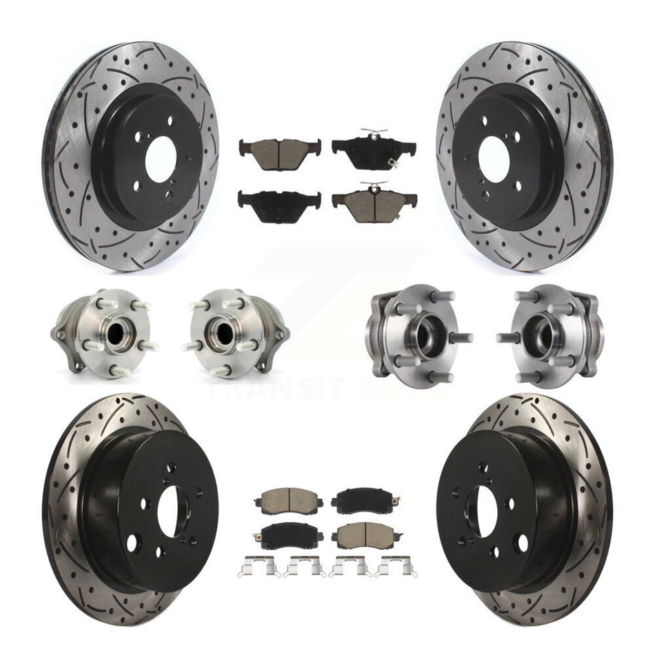 Front Rear Hub Bearings Assembly Coated Disc Brake Rotors And Ceramic Pads Kit (10Pc) For Subaru Crosstrek KBB-119942