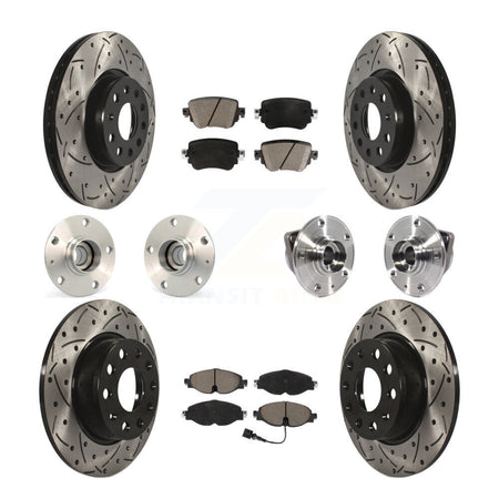 Front Rear Hub Bearings Coated Disc Brake Rotors And Pads Kit (10Pc) For Volkswagen GTI KBB-119952