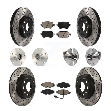 Front Rear Hub Bearing Coated Brake Rotor & Pad Kit (10Pc) For Volkswagen Golf SportWagen KBB-119954
