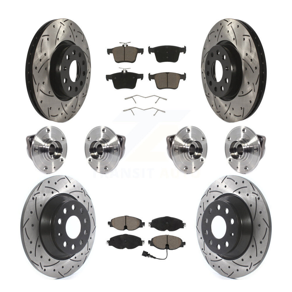 Front Rear Hub Bearings Coated Disc Brake Rotors And Pads Kit (10Pc) For Audi TT Quattro KBB-119985