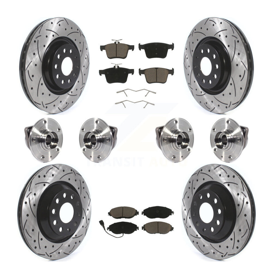 Front Rear Hub Bearings Assembly Coated Disc Brake Rotors And Ceramic Pads Kit (10Pc) For Audi Q3 Volkswagen Arteon KBB-119986