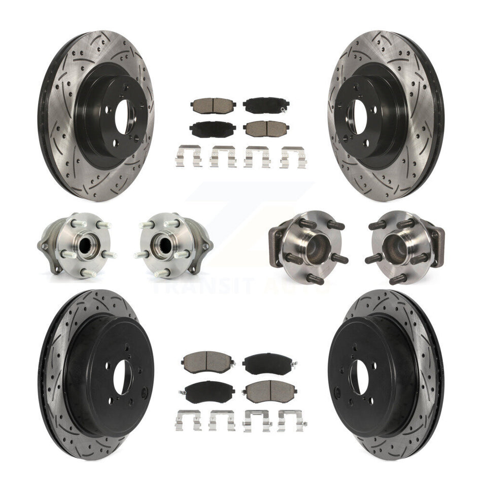 Front Rear Hub Bearings Assembly Coated Disc Brake Rotors And Ceramic Pads Kit (10Pc) For Toyota 86 KBB-120016
